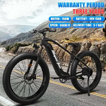 E Bike 750W Výkonný Motor 48v15ah Baterie tlumení Nárazů Horské Elektrické Kolo Dospělé Snow 26 Inch Pneumatiky Tuk Elektrická Kola