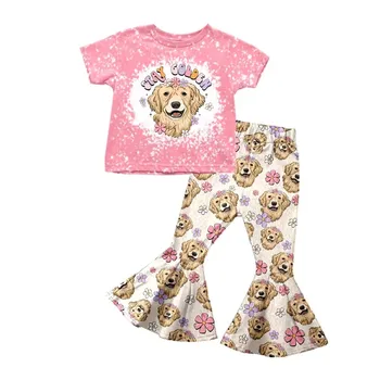 Nové Módní Dívky Oblek Beibei Oblek Velkoobchodní Boutique Růžový Květ Světlice Kalhoty Oblek těsný Děti oblečení