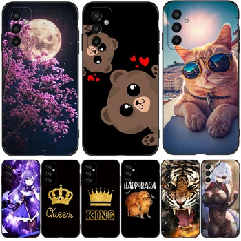 Pro Samsung Galaxy M13 4G Případě 6.6 inch Zadní Kryt Telefonu M 13 m135 Případě Černé Silikonové Tpu Pouzdro roztomilý medvěd dívky