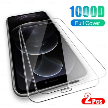 2KS Tvrzené Sklo Pro Apple iPhone 12 Pro Max 12 Pro 12 12 mini Plné Pokrytí Screen Protector Ochranná Fólie 1000D Jasné HD