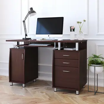 Dřevo Počítačový Stůl PC, Notebook Studie Stolní pracovní Stanice, Domácí Kancelářský Nábytek