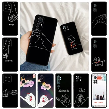 Měkké Pouzdro pro Xiaomi 13 Pro 12 12s Ultra 12x Mi 11 Lite Note 10 9 CC9 12T Nejlepší Přátelé Kreslené Linie Umění Černý Telefon Případech zahrnovat