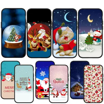 Veselé Vánoce Santa Claus Jelen Kočka Pouzdro pro iPhone 15 14 13 12 Mini 11 Pro X XR XS Max 7 8 Plus + 15+ 14+ Kryt Telefonu Případ