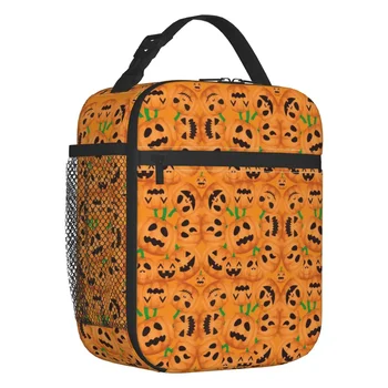 Vlastní Halloween Vzor Šťastný Dýně Oběd Bag Muži Ženy Chladiče Teplé Izolované Oběd Box Pro Děti Škola