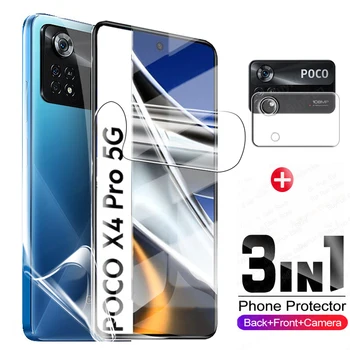 3 v 1 Hydrogel Film Pro Xiaomi Poco X4 Pro 5G Screen Protector Zadní Fólie Pro Xiaomi Poco X4Pro5G Ochranné Fólie, Ne Sklo