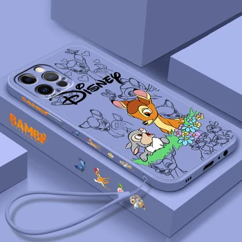 Disney Bambi Umění Módní Cool Kapalina Levé Lano Pro Apple iPhone 15 14 13 12 11 XS XR X 8 7 SE Pro Max Plus Mini Telefon Případě