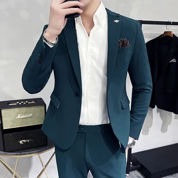 2023 High-end nová korejská verze slim-fit muže (oblek + vesta + kalhoty) módní oblek ženicha nejlepší muž svatební šaty skupiny 3/2 sady