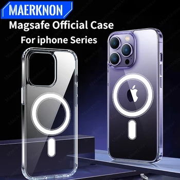 Transparentní Magsafe Magnetické Pouzdro na Telefon Bezdrátové Nabíjení Telefonu Ochranný Kryt Shell Pro iPhone 14 13 12 11 Pro Max Mini XS XR