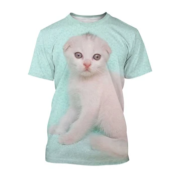 Nový Styl Módní nejoblíbenější Roztomilé Scottish Fold Kočka 3D Tisk Krátký Rukáv T Tričko Unisex Roztomilé Zvířecí Tištěné T-shirt