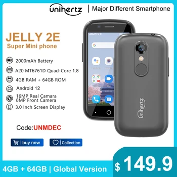 Unihertz Želé 2E Mini Smartphone Android 12 Odemčené 4GB 64GB Mobilní Telefon 2000mAh 16MP 4g mobilní Telefony